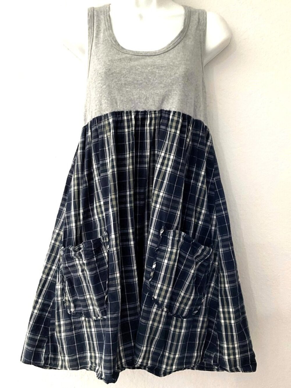 Vintage Y2K Fire LA Mixed Media Plaid Grunge Dress L